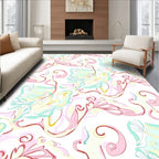 Soft Pastel Floral Swirl Pattern Rug