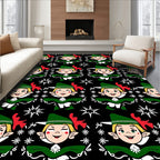 Whimsical Elf Christmas Starry Night Rug