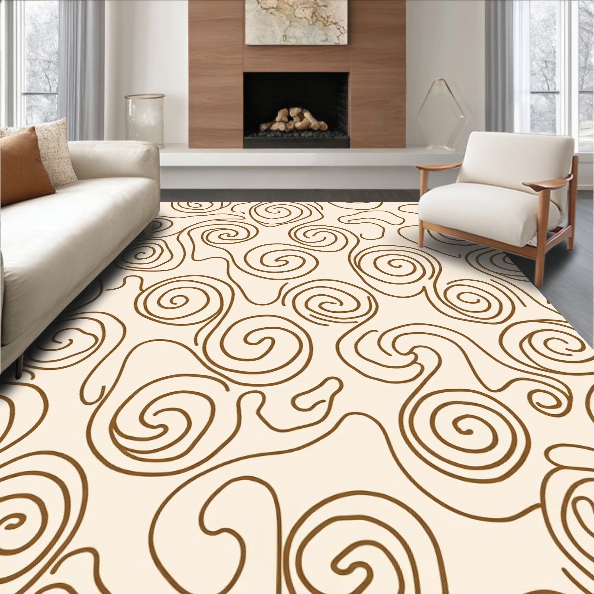 Swirls Organic Abstract Pattern Rug