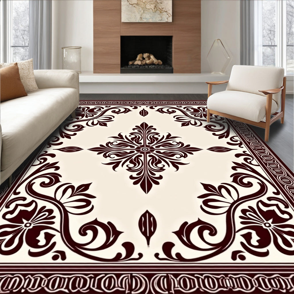 Traditional Floral Scrollwork Cream Rug