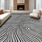 Abstract Black White Wavy Lines Rug