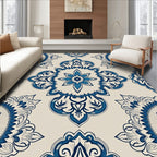 Intricate Blue Floral medallion Pattern Rug