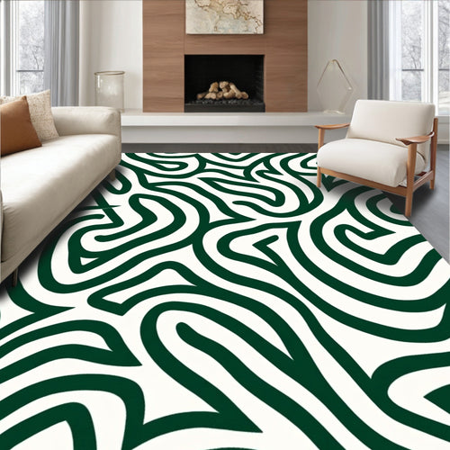 Abstract Green Swirl Continuous Pattern Rug
