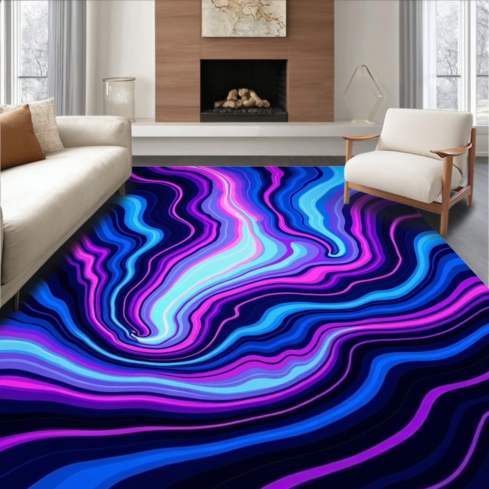Vibrant Swirl Galaxy Pattern Rug