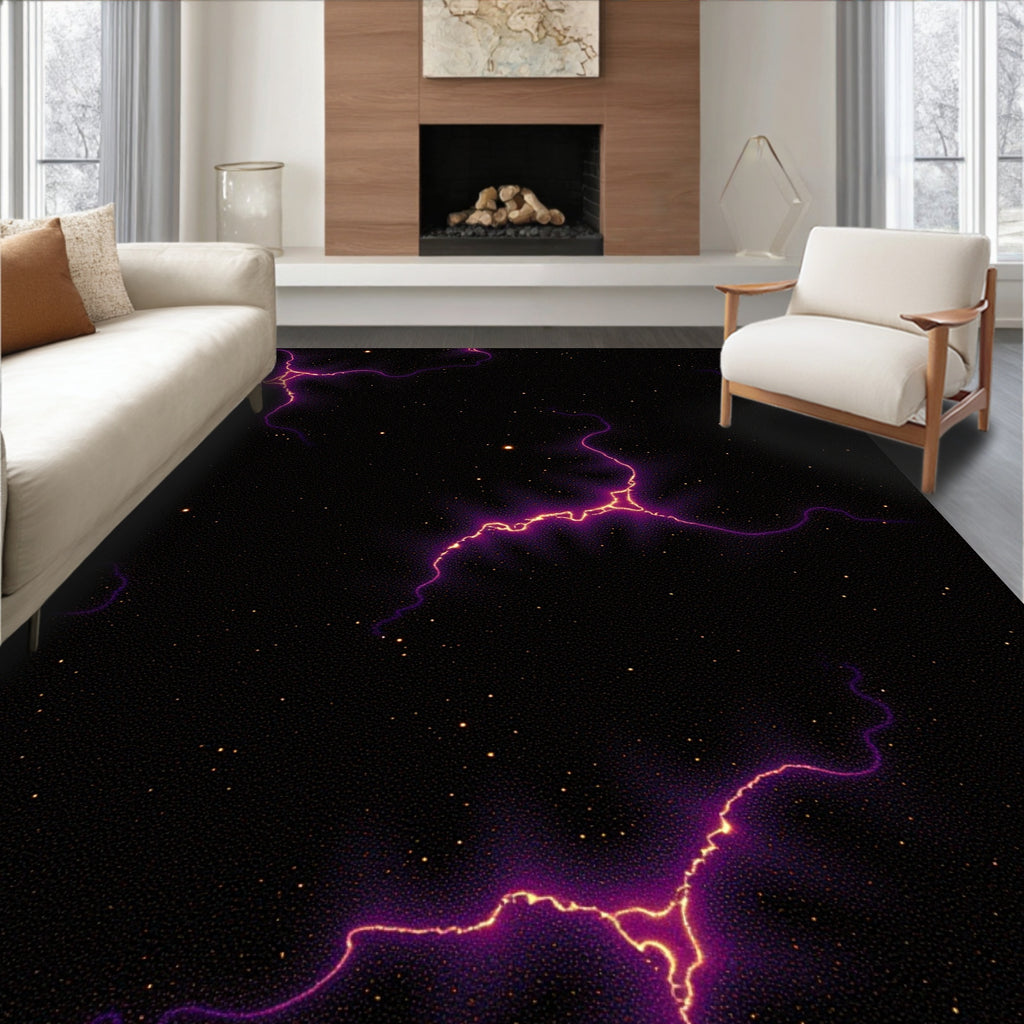 Cosmic Lightning Bolt Pattern Rug