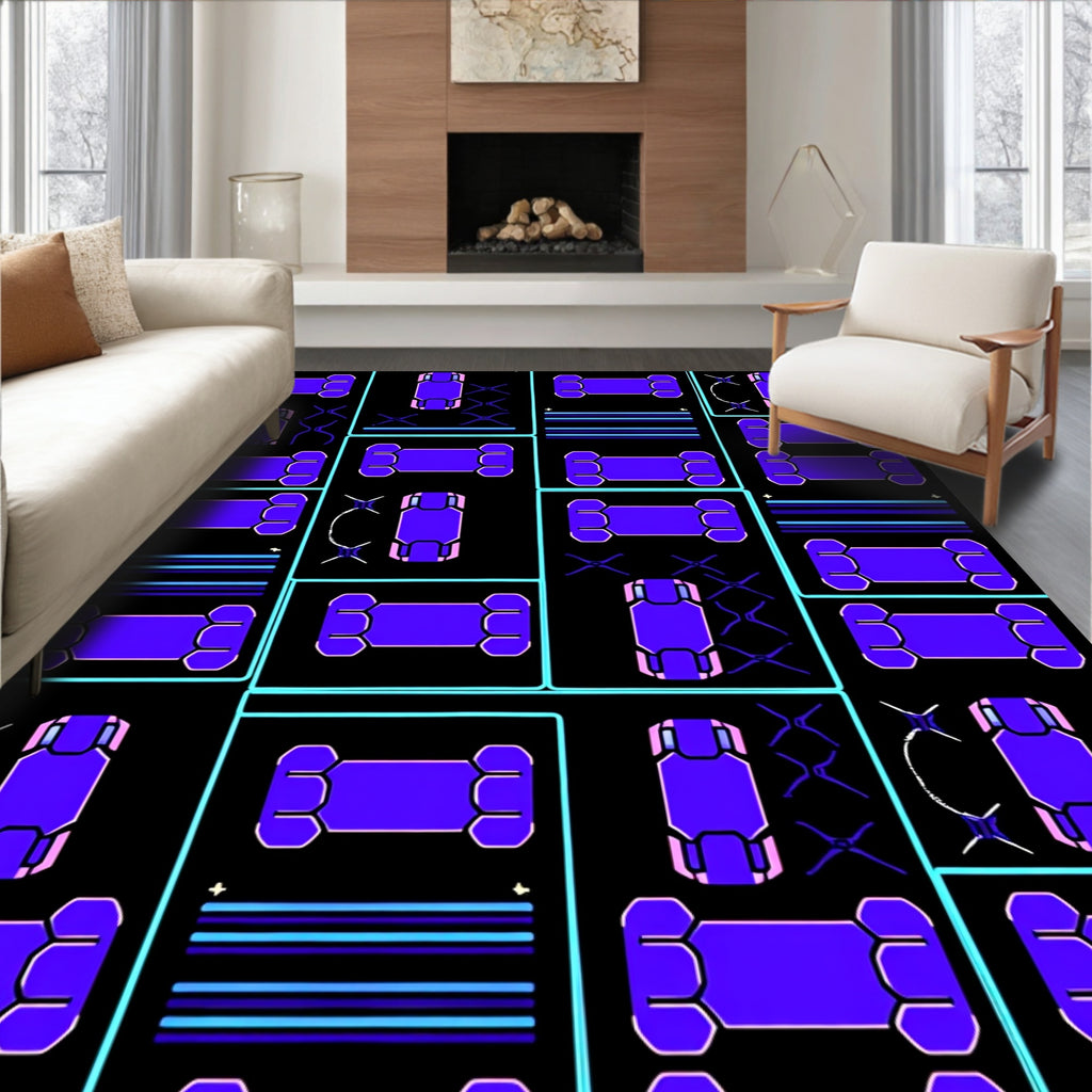 Geometric Blue Purple Abstract Art Rug