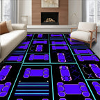 Geometric Blue Purple Abstract Art Rug