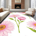 Pink Daisy Floral Pattern Design Rug