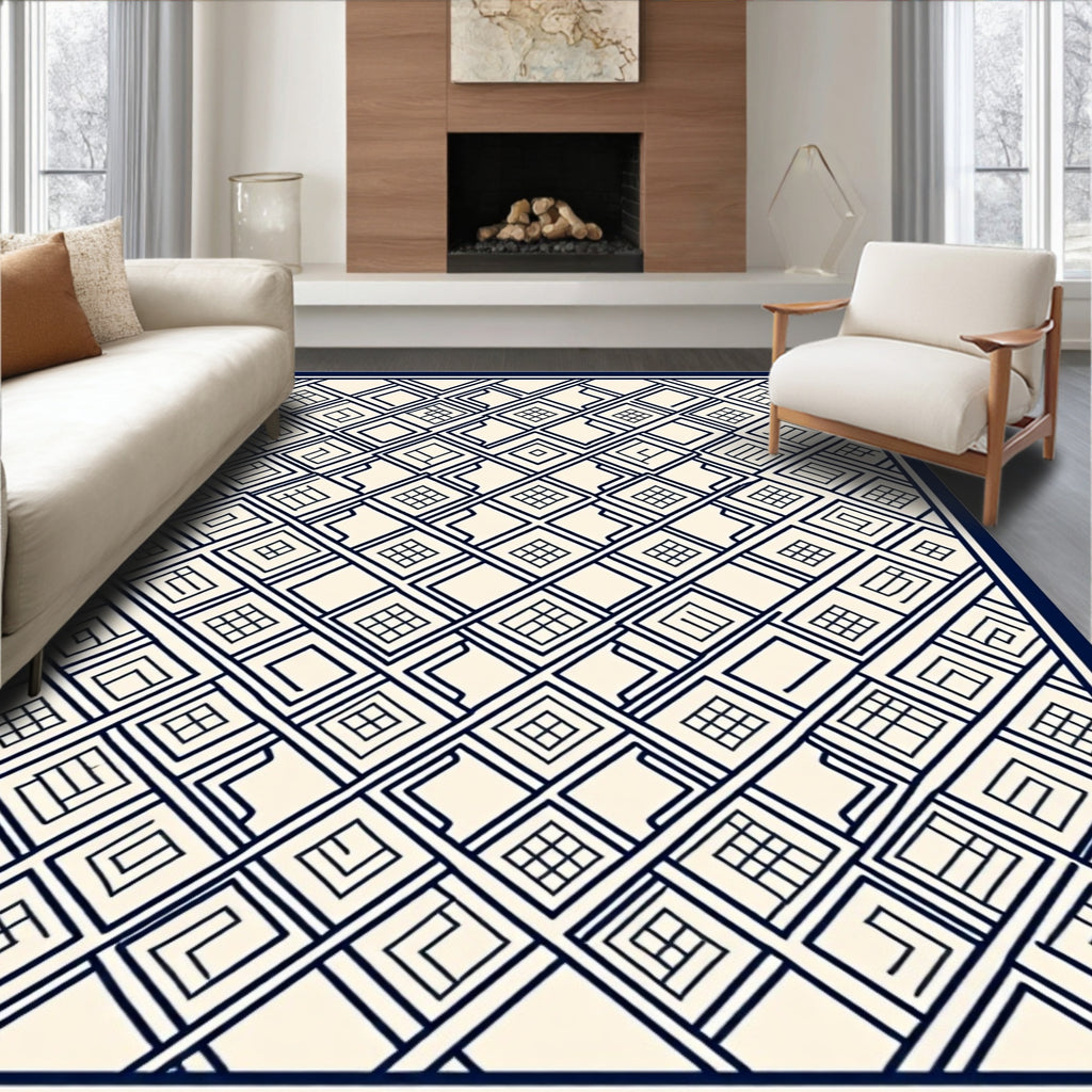 Classic Interlocking Geometric Pattern Rug