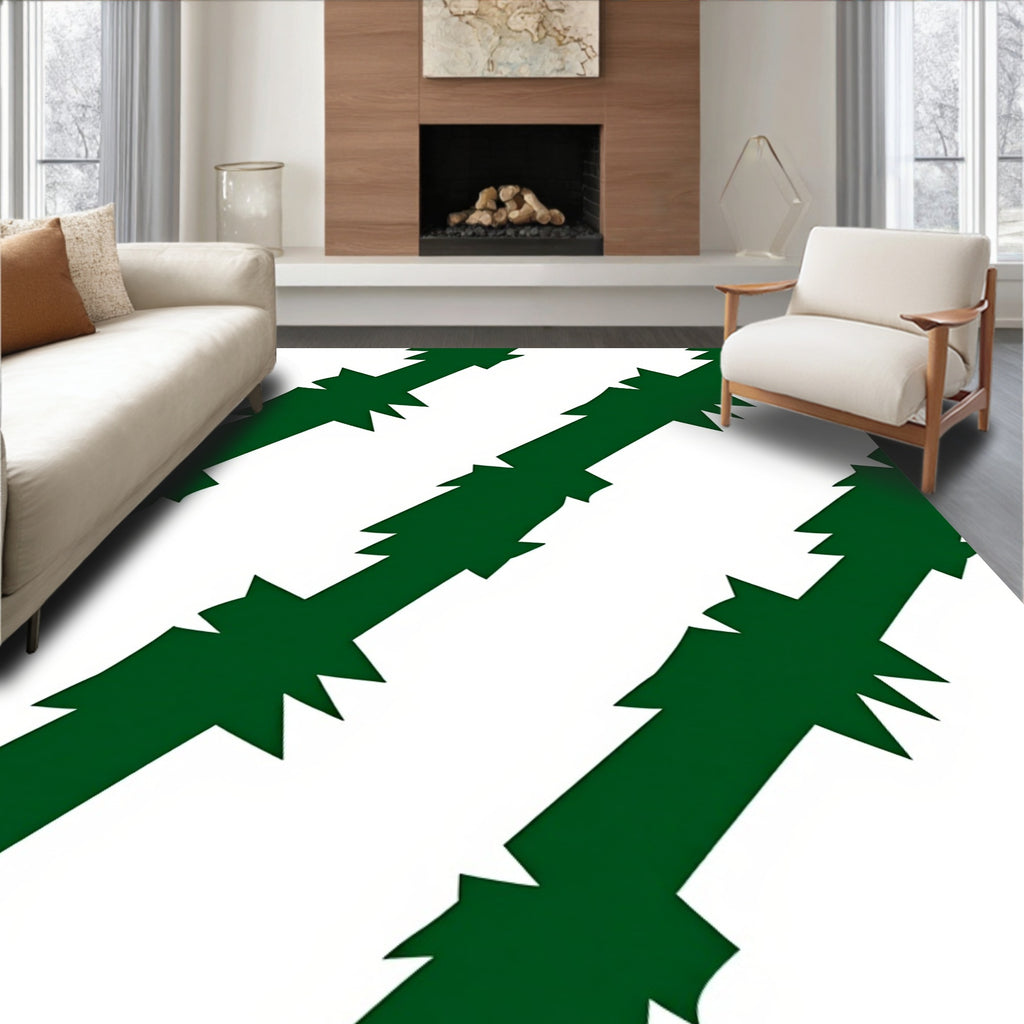 Geometric Slash Green Pattern Rug