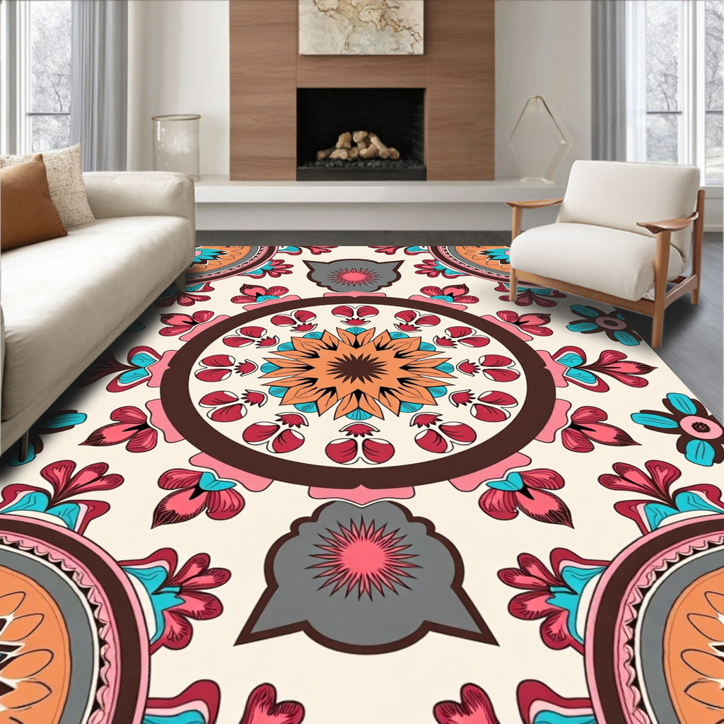 Colorful Floral Mandala Pattern Rug