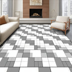 Monochromatic Geometric Square Pattern Rug