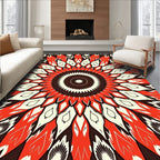 Radiant Floral Sunburst Mandala Design Rug