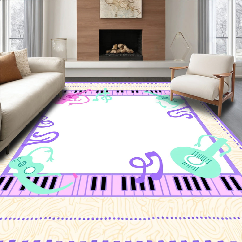 Music Notes and Guitars Pattern Rug