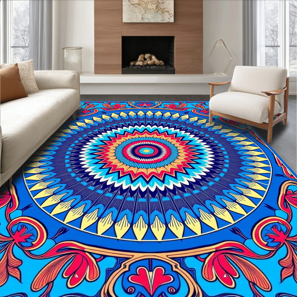 Colorful Mandala Floral Medallion Design Rug
