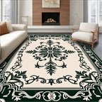 Ornate Floral Leaf Border Design Rug