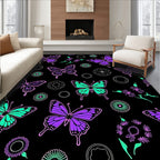 Pretty Purple Teal Butterfly Pattern Rug