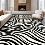 Abstract Black White Stripe Pattern Rug
