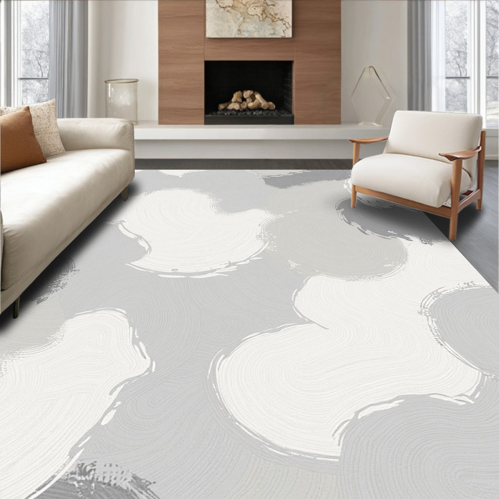 Abstract Swirls Neutral Tone Rug