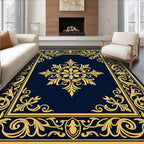 Elegant Gold Floral Scrollwork Design Rug