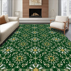 Emerald Green Repeating Floral Medallion Rug