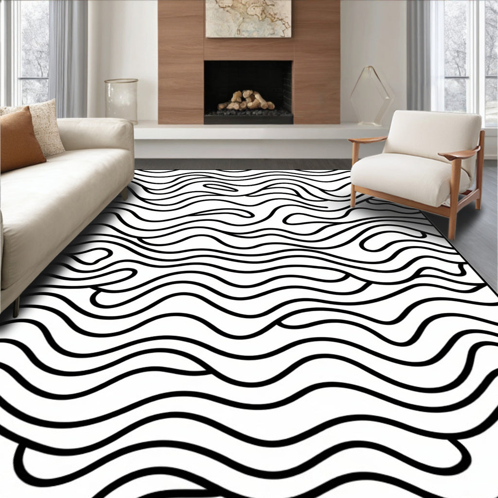Bold Swirl Lines Abstract Pattern Rug