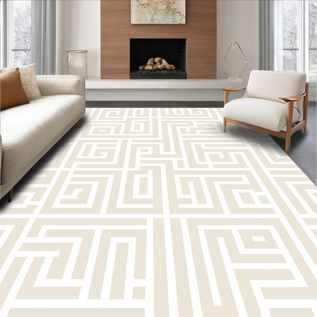 Geometric Maze Patterned Design Rug