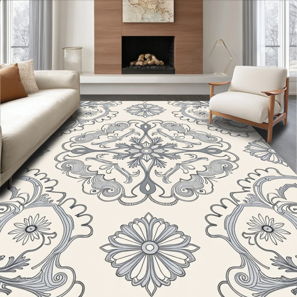 Ornate Floral Mandala Pattern Rug