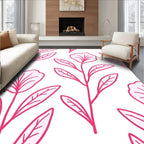 Delicate Pink Floral Stem Pattern Rug