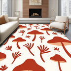 Terracotta Mushroom Forest Pattern Rug