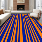 Bold Blue Orange Stripe Pattern Rug