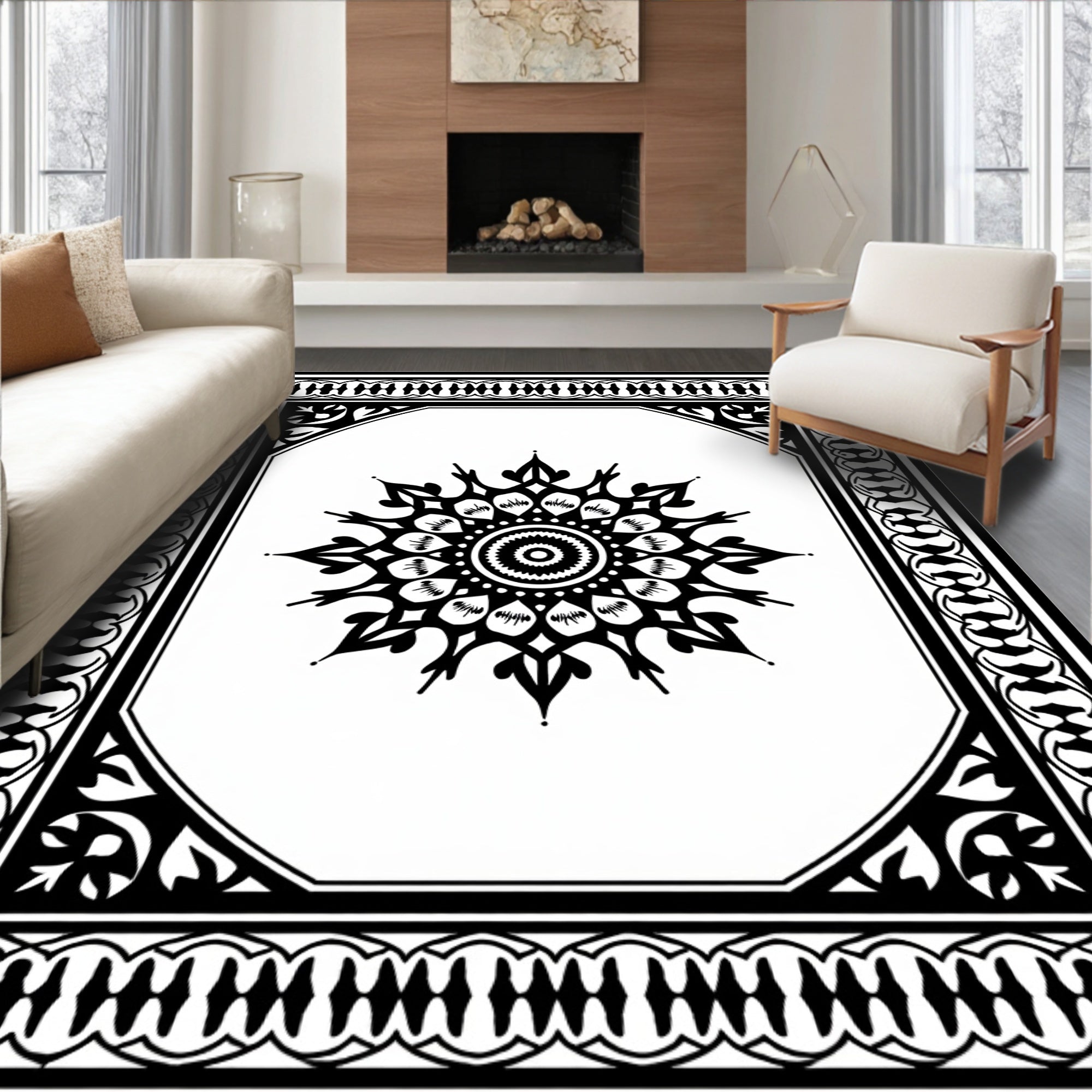 Ornate Floral Mandala Pattern Rug