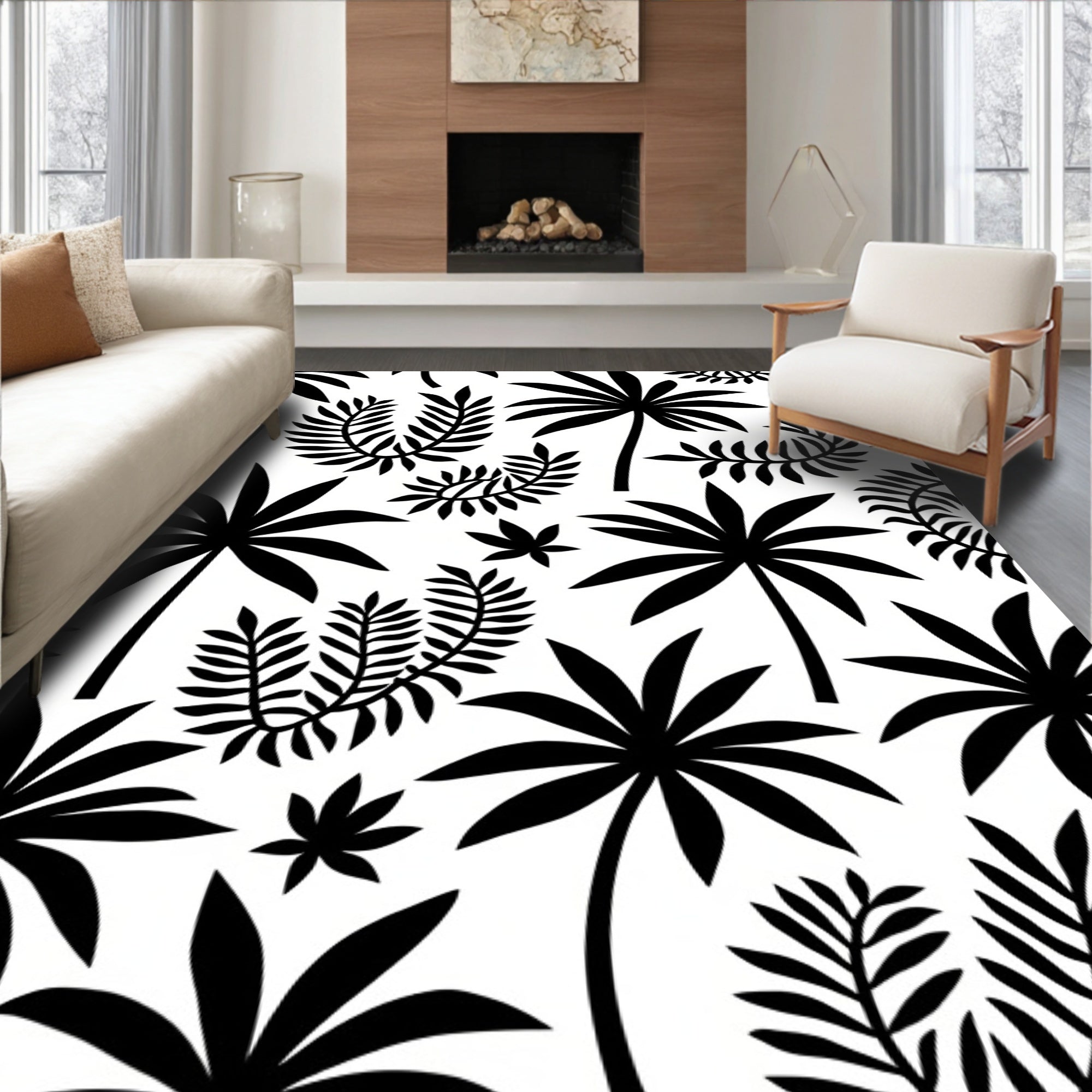Tropical Palm Leaves Bold Pattern Rug