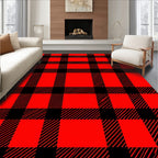 Bold Red Black Buffalo Check Pattern Rug