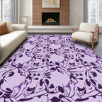 Artistic Purple Floral Swirl Pattern Rug