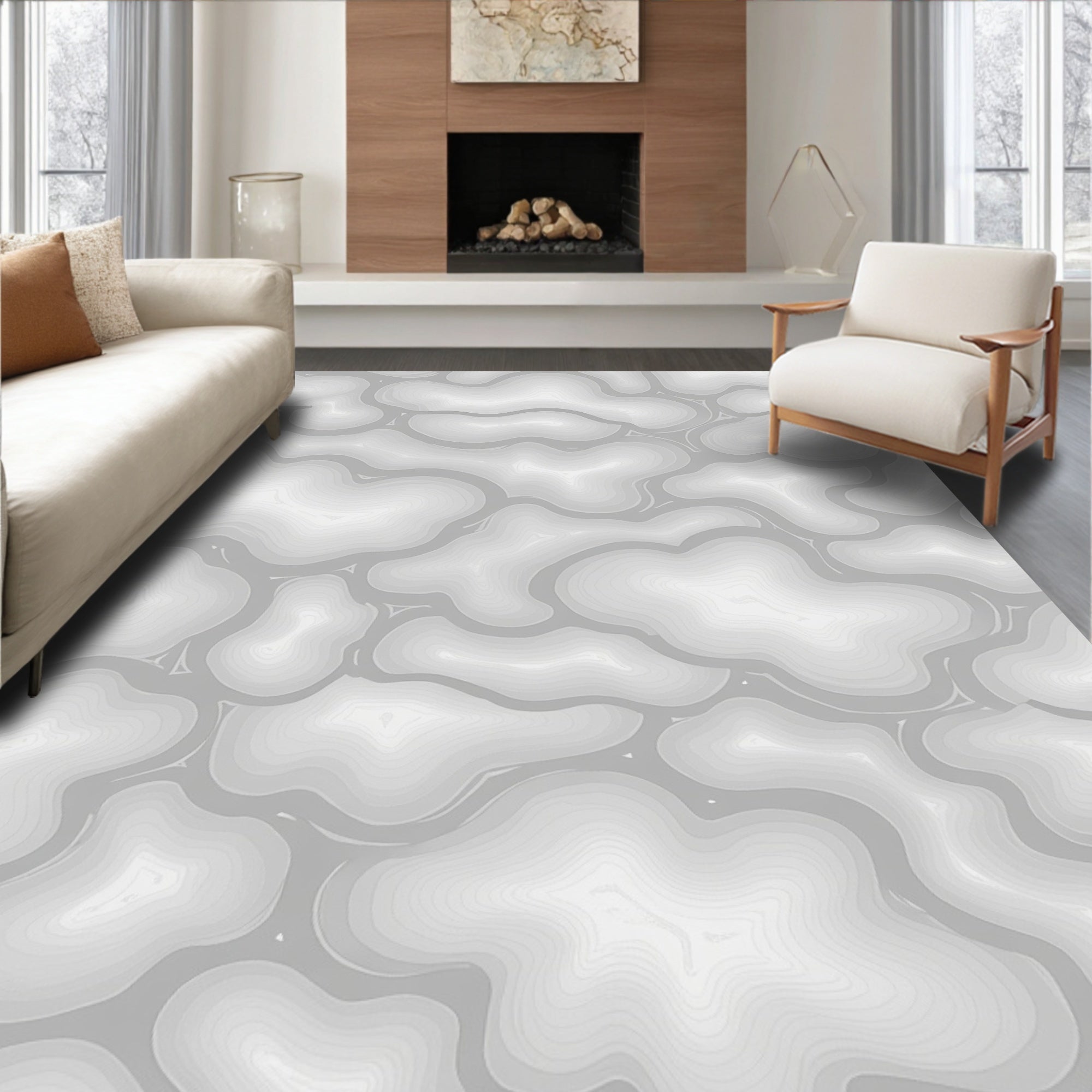 Abstract Contour Organic Swirl Rug