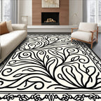 Elegant Floral Scroll Pattern Graphic Rug