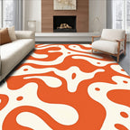 Organic Abstract Orange Cream Pattern Rug
