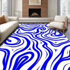 Abstract Blue Swirl Pattern Rug