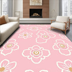 Pink Floral Graphic Pattern Rug