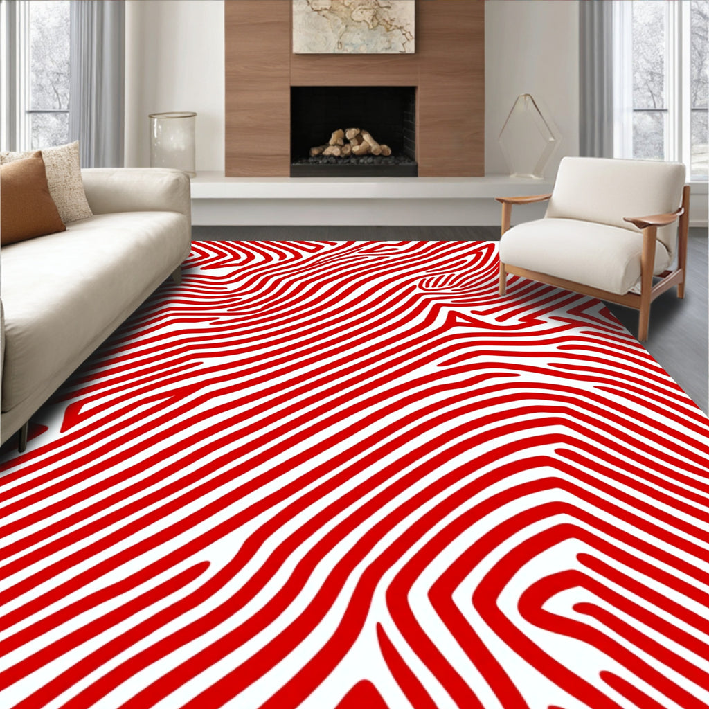 Bold Red Zebra Stripe Rug