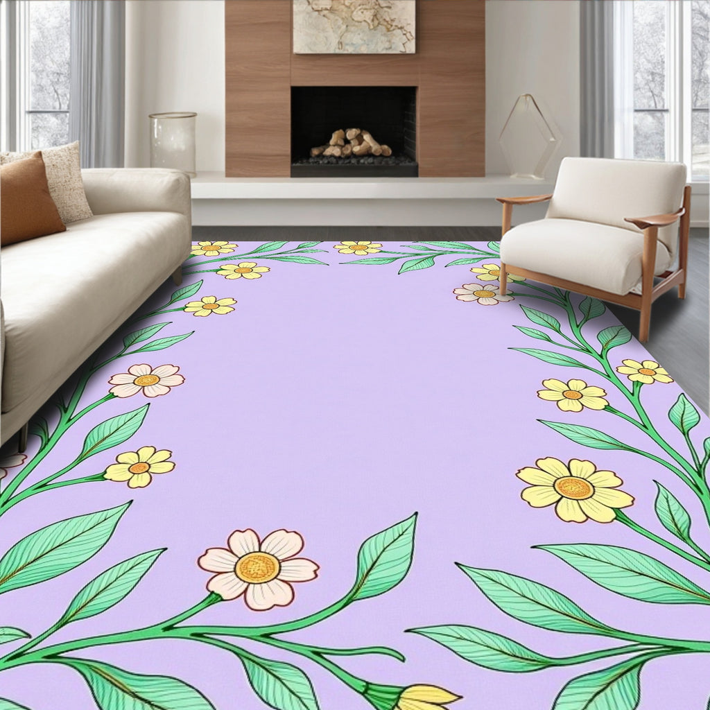 Delicate Floral Vine Pattern Rug
