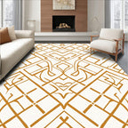 Golden Art Deco Style Geometric Rug