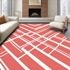 Coral Abstract Geometric Stripe Pattern Rug