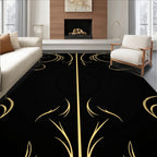 Golden Swirls on Black Background Rug