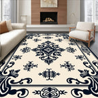 Classic Midnight Bloom Scroll Design Rug