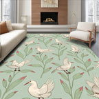 Birds And Leaves Pattern Rug