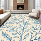 Blue Vine Abstract Botanical Pattern Rug