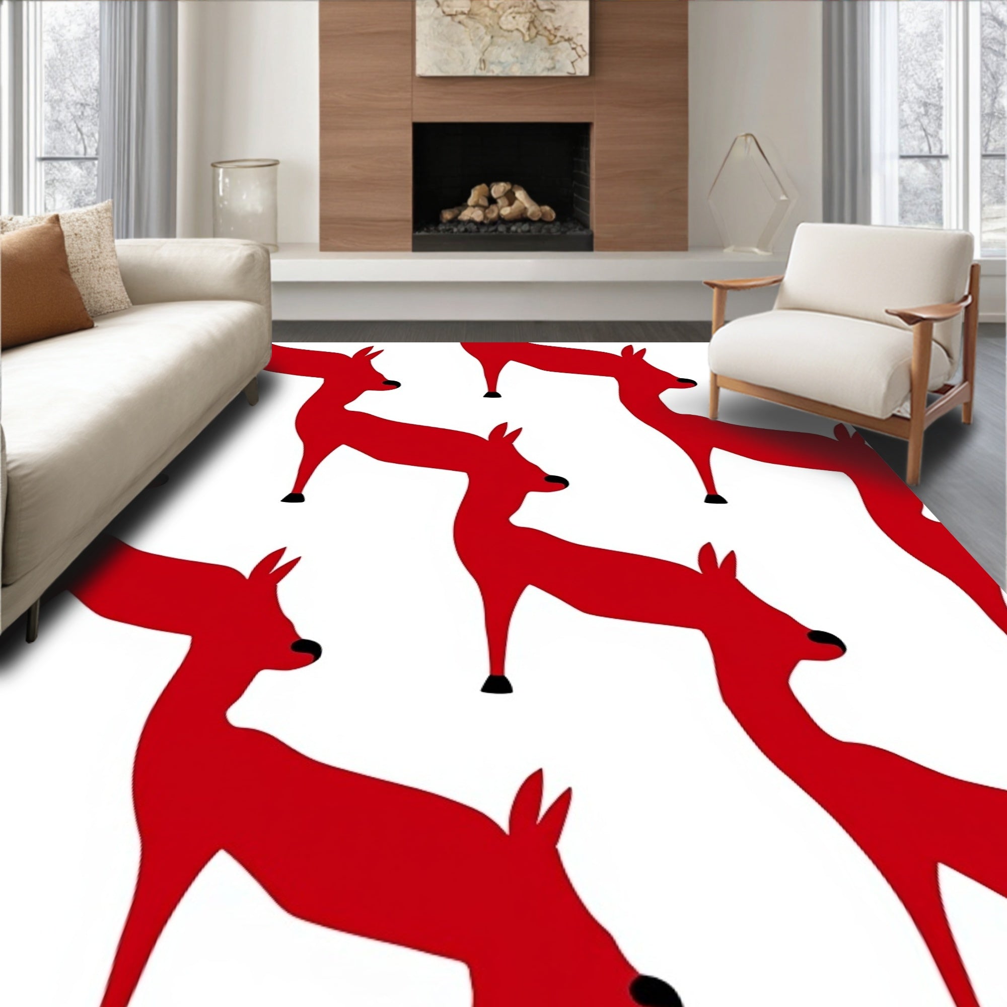 Crimson Red Deer Repeat Rug