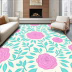 Sweet Pink Rose Floral Pattern Rug